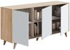 Habitdesign, modernes Sideboard mit 3 Türen – Buffet für Wohnzimmer oder Esszimmer, Beistellschrank mit viel Stauraum in Artik weiß & Eiche, Maße: 154 x 75 x 40 cm (B x H x T), Modell Kikua Plus Bild 4