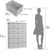 YITAHOME Kommode, Kommode mit 10 Schubladen, Stoffkommode für Schlafzimmer, Wohnzimmer, Schrank,Stabiler Stahlrahmen, Leicht zu Ziehen, Hellgrau Aufbewahrungsschrank Bild 3