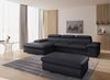 CAVADORE Echtleder-Eckcouch Valerie mit XL-Longchair / Ecksofa mit Kopfteilverstellung, großem Longchair + Metallfüßen / 286 x 73 x 174 / Leder Schwarz Bild 2