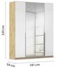Rauch Möbel Alabama, Kleiderschrank, 4-türig, Spiegel, Zubehör Premium, 2 Kleiderstangen, 7 Einlegeböden, Schubladeneinsatz, Farbe Hochglanz Weiß/Eiche Artisan, Griff Grau metallic, 181 x 229 x 54 cm Bild 3