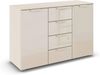 rauch Aditio Box, Kommode, 1-türig, 4 Schubladen, mit Glasfront, mit Softclose-Funktion, Farbe Beige, BxHxT 120x81x42cm