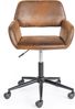 FurnitureR Drehbarer Schminkstuhl, Schlafzimmerstuhl, höhenverstellbar, breiter und atmungsaktiver hohler Sitz, Anziehstuhl, 360 ° drehbar, Retro-Wildlederbraun, 56 x 55 x 75-85 cm Bild 2