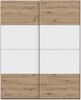 Forte SCHACH & MATT 2 Schrank 170, moderner Kleiderschrank 2-türig, Schwebetürenschrank, Holzwerkstoff, Artisan Eiche Holzdekor mit Weiß, 170,3 cm breit x 210,5 cm hoch x 61,2 cm tief Bild 4