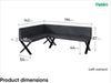 MEBLINI Eckbank für Esszimmer mit ausziehbarem Tisch - Küchenbank - Essecke - Sitzecke Küche - PETER - X-Beine 142x196x87cm Links - Dunkelgrau Samt/B Weiß Hochgl. Bild 3