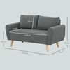 HOMCOM 2-Sitzer mit 2 Kissen, 54cm extra tiefen Sitzen, Holzrahmen, aus Cord, Doppelsofa 1 Teile, für Wohnzimmer Schlafzimmer Büro, 145 x 75 x 78 cm, Dunkelgrau Bild 3
