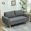 HOMCOM 2-Sitzer mit 2 Kissen, 54cm extra tiefen Sitzen, Holzrahmen, aus Cord, Doppelsofa 1 Teile, für Wohnzimmer Schlafzimmer Büro, 145 x 75 x 78 cm, Dunkelgrau Bild 2