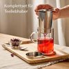 Cosumy Teeglas Teetasse mit Deckel und Sieb - Teeglas mit Sieb & Untersetzer 400ml, 1-tlg, Glas, Zubereiter inkl. Untersetzer - Geschenk Tasse - Feinmaschiger Filter Bild 2