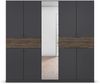 AG503.57T2 Kleiderschrank TICAO Drehtüren Stauraum Grau / Eiche dunkel ca. 226/210/54 cm Bild 4
