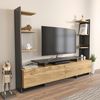 Hanah Home Stylish TV Stand, Oak & Black, 183.6 x 140 x 31.7 cm | 100% Melamine Coated Particle Board, 18 mm Thick | Modern Design for Living Room Bild 2