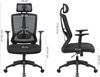 Songmics Ergonomischer Bürostuhl mit verstellbarer Kopfstütze, Netzstoff schwarz, 118,5 x 68 x 65 cm Bild 3