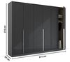 Kleiderschrank Drehtürenschrank Glamour | 6-türig | effektgrau Hochglanz / grau metallic 271x210 Bild 3