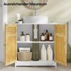 EUGAD Waschbeckenunterschrank Unterschrank Badezimmerschrank Waschtisch Badschrank mit 2 Türe 60 x 30 x 60 cm Weiß/Natur Bild 4