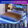YITAHOME Bettgestell LED mit Kopfteil LED-Doppelbett 180x200CM mit schwebendem Design, Metallrahmen, Stoffbezug in Grau, inkl. USB-Ladestation und Beleuchtung, ohne Matratze Bild 5