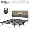 YITAHOME Bettgestell LED mit Kopfteil LED-Doppelbett 180x200CM mit schwebendem Design, Metallrahmen, Stoffbezug in Grau, inkl. USB-Ladestation und Beleuchtung, ohne Matratze Bild 2