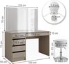 Schminktisch Sherry Greige 120 cm mit LED Beleuchtung und Hocker Vicco Bild 3