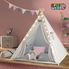 Spielwerk Kindertipi mit Lichterkette, Bodenmatte & Kissen, Baumwolle grau, 120 x 120 x 160 cm Bild 2