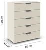 rauch Aditio Box, Kommode, 5 Schubladen, mit Softclose-Funktion, Farbe Beige, BxHxT 80x100x43cm Bild 3