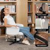 MEUBLE COSY Sessel Lehnstühle Lounge Cocktailsessel Bürostuhl mit höhenverstellbar Armlehnen 360° Drehbar Schminkstuhl Polsterstuhl für Schlafzimmer Wohnzimmer Büro Vanity, Bouclé Frottier, Weiß Bild 5