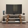 Hanah Home Modern TV Stand with Wall-Mount Option, Walnut & Cream, 120 x 42 x 33.6 cm | 100% Melamine Coated, 18 mm Thick, Multiple Shelves | Stylish & Functional Design Bild 2