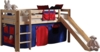Vipack 'Pino' Halbhochbett natur, inkl. Rutsche, Vorhang 'Bella' und Betttaschen