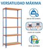 SimonRack Schwerlastregal, Lagerregal, 200 x 110 x 40 cm, Metallregal, Kellerregal, Biegestelle 200 kg, 5 Holzfachböden, Blau/Orange/Holz - Maderclick Bild 4