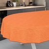 Tischdecke abwaschbar Wachstuch Wachstuchtischdecke Gartentischdecke Leinen-Optik Pflegeleicht Wasserabweisend 220x140 cm (Oval) Orange mit Saum Bild 2