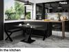 MEBLINI Eckbank für Esszimmer mit ausziehbarem Tisch - Küchenbank - Essecke - Sitzecke Küche - PETER - X-Beine 128x168x87cm Links - Schwarz Kunstleder/M Weiß-Schwarz Hochgl. Bild 2