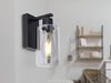 LED Wandleuchte mit Rauchglas Lampenschirm Metall Schwarz, Höhe 23cm Bild 2