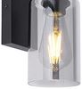LED Wandleuchte mit Rauchglas Lampenschirm Metall Schwarz, Höhe 23cm Bild 5