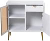 DRW Eingangsschrank aus Holz mit 2 Türen, 1 Glas und 1 Schublade in Weiß und Gold, 80 x 40 x 81 cm, Höhe: 20,5 cm, Dorado Bild 2