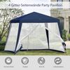 Outsunny Gartenpavillon Pavillon Festzelt Partyzelt wetterfest Zelt mit Moskitonetz Metall + Polyester Blau 3x3 m Bild 3