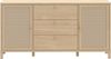 Forte SKELBIT Sideboard 160, große Kommode im Boho-Stil, 2-türig, 3 Schubladen, Holzwerkstoff, Wohn-/Schlafzimmer, Elegancia Eiche Holzdekor|Technorattan, 162,8 cm breit x 82,5 cm hoch x 42 cm tief Bild 3