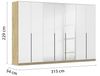 Rauch Möbel Alabama, Kleiderschrank für Schlafzimmer, Kinderzimmer, Wohnzimmer, Garderobe, Flur, 7-türig, Spiegel, mit Zubehör Classic, Farbe Weiß Hochglanz/Eiche Artisan, Holz, Breite 315 cm Bild 3