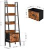 FurnitureR Regal für Wohnzimmer, Leiterregal mit 5 Ebenen, Höhe 110 cm, Industrie-Bücherregal, Ausstellungsregal für Wohnzimmer, Aufbewahrung mit Schubladen aus Vlies, 42 x 29 x 141 cm Bild 2