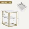 M MCombo Beistelltisch mit Schublade, Modern Sofatisch Marmor Weiß Gold, Klein Kaffeetisch Metallgestell, Nachttisch mit 2 Ablagen, Couchtisch für Wohnzimmer, 60x40x55, 2138 Bild 3