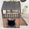 Jungengel Tierhaus Zweistöckiges Katzenhaus aus MDF – Braun & Dunkelbraun, Holzoptik, Balkon, Werkzeugloser Aufbau, Katzenöffnung, 2 Etagen Bild 4