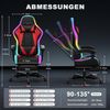 JUMMICO Gaming Stuhl mit led, Cool Racing Gamer Stuhl, Ergonomischer Bürostuhl mit Massagefunktion, Verstellbare Rückenlehne 90-135°, mit Teleskop Fußstütze, Gamingstuhl 150 kg belastbarkeit, rot Bild 3