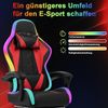 JUMMICO Gaming Stuhl mit led, Cool Racing Gamer Stuhl, Ergonomischer Bürostuhl mit Massagefunktion, Verstellbare Rückenlehne 90-135°, mit Teleskop Fußstütze, Gamingstuhl 150 kg belastbarkeit, rot Bild 4