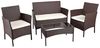 BAKAJI, Braun Komplettes Loungesofa, Sofa, Tisch, Rattan, Gartenmöbel, Stahl, Metall, Polyrattan, 100 x 56 x 80 cm Bild 3