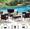 BAKAJI, Braun Komplettes Loungesofa, Sofa, Tisch, Rattan, Gartenmöbel, Stahl, Metall, Polyrattan, 100 x 56 x 80 cm Bild 5