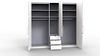 WIEMANN Loft Kleiderschrank, Schlafzimmerschrank, Gleittürenschrank, Drehtürenschrank, mit Schubladen, Glas weiß, Havanna, B/H/T 250 x 216 x 58 cm Bild 3