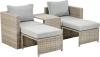 Greemotion 'Olea' Lounge-Set Outdoor Mini, Polyrattan/Stahlrahmen, hellbraun / hellgrau