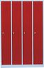 Spind Garderobenschrank Stahlschrank Metallschrank Kleiderspind 180 x 117 x 50 cm Lichtgrau/Rot 4 Abteile Abteilbreite ca. 300 mm 510144 Bild 3