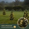 SALCAR 3er-Set Künstlicher Weihnachtsbaum 60 cm mit Beleuchtung – PVC Tannenzweige mit Erdspieß, ideal für Außenbereich und Gartendeko Bild 3