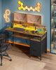 VASAGLE Schreibtisch mit Stoff-Schubladen, Computertisch mit Monitorständer, LED-Beleuchtung, 55 x 135 x 90 cm, eingebaute Steckdosen, 2 USB-A-Anschlüsse, für Homeoffice, vintagebraun LWD094K02 Bild 2
