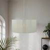 Licht-Erlebnisse Pendelleuchte AYLMER, ohne Leuchtmittel, rund Ø 55 cm groß E27 Creme Gold Retro Stoffschirm für Hängeleuchte Bild 2