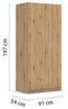 Rauch Möbel Costa, Kleiderschrank für Schlafzimmer, Kinderzimmer, Babyzimmer, Garderobe, Flur, 2-türig, Push-to-Open, mit Zubehör Classic, Farbe Eiche Artisan, Holz, Breite 91 cm Bild 3