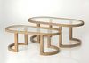DRW Set mit 2 ovalen Couchtischen aus Naturholz und Glas, 47 x 122 x 61 cm Bild 3