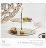 HOME DECO FACTORY, KA0119, Double 25 cm Glass Presentation Tray with Gold and Gray Accents, Ideal for Desserts and Appetizers, Elegant Design, Size 25 cm, Gold/Gray Color Bild 5