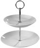 Home4You Etagere Servier-Ständer, 4er Set, H 23 cm, Weiß, 2 Etagen, Porzellan, Metall, für Desserts, Obst, Kuchen, Süßigkeiten Bild 4